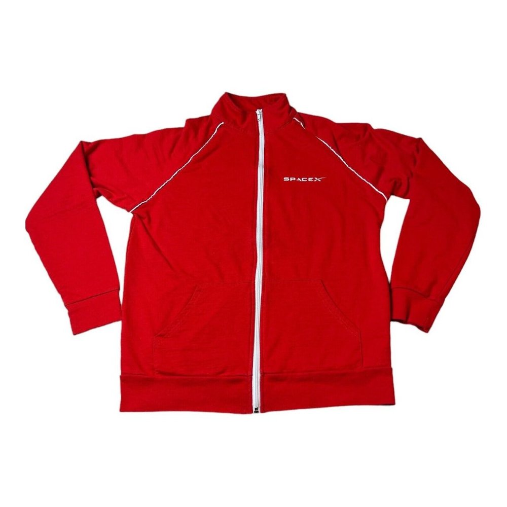 Space X Official Full Zip Lightweight Fleece Jacket Red Medium 100% Cotton